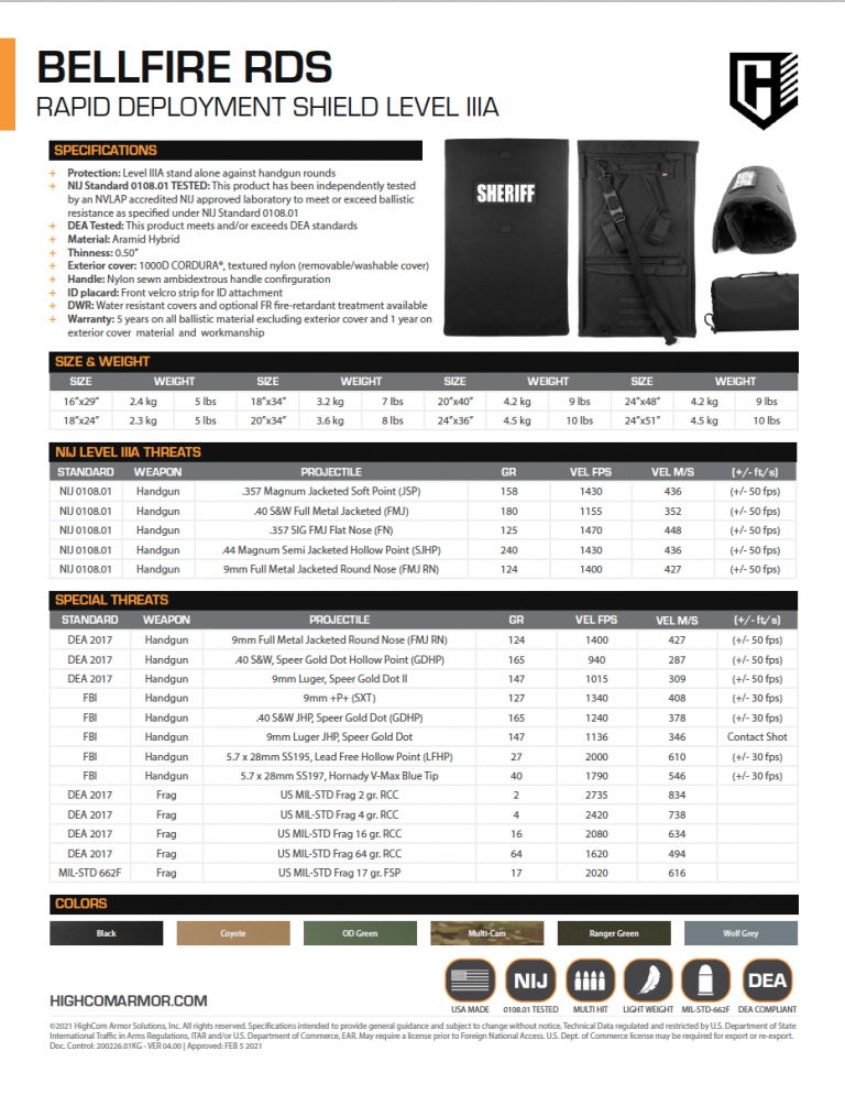 Bellfire RDS IIIA Product Spec