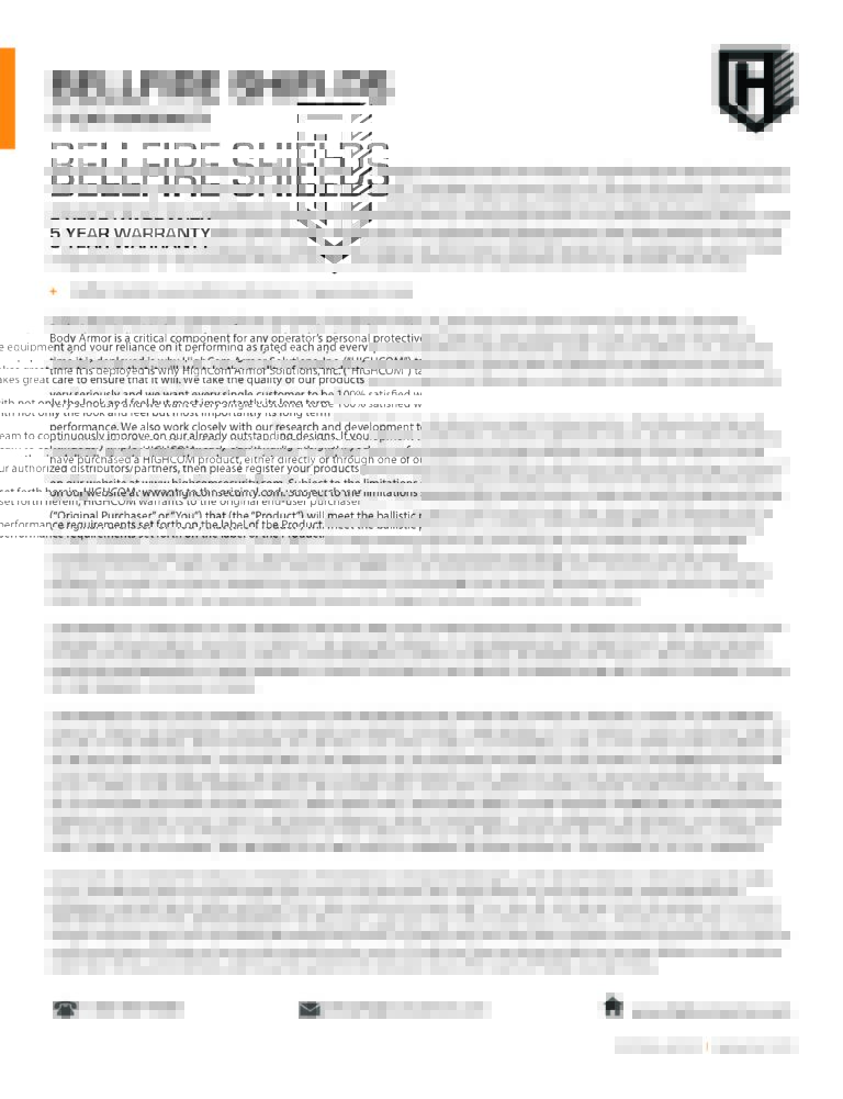 Bellfire Shields – 5 Year Warranty