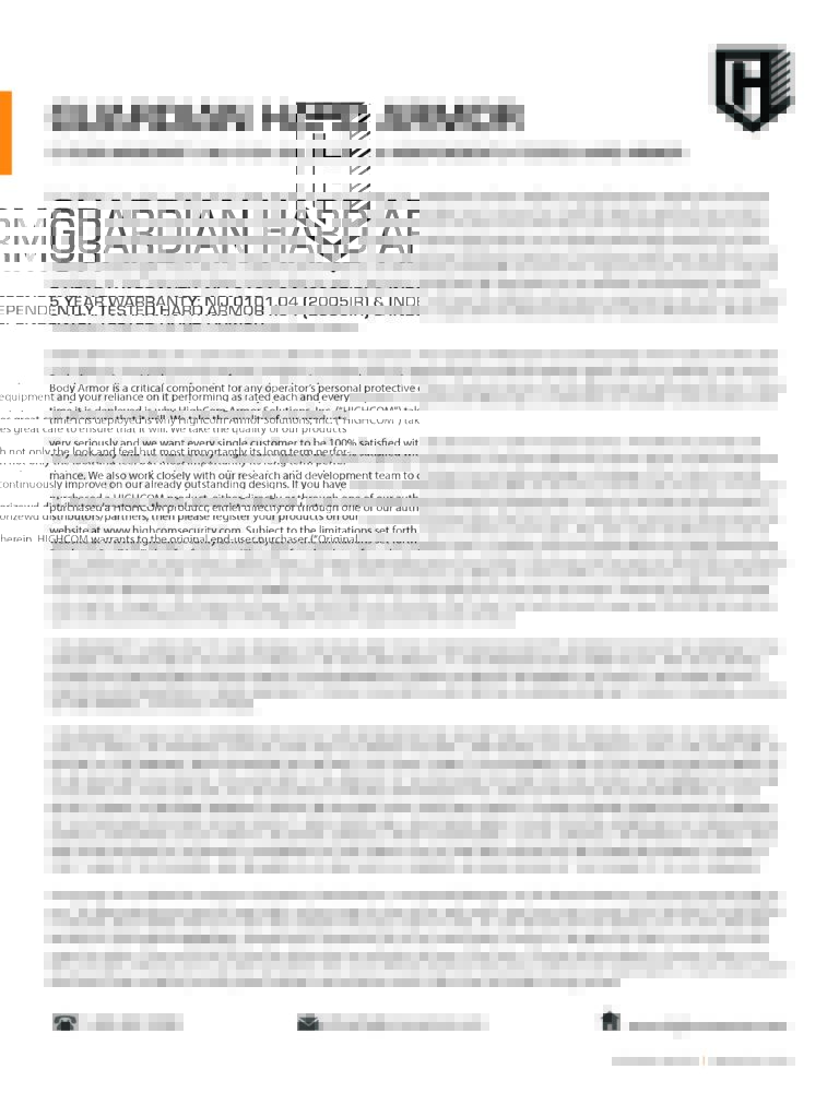 Guardian Hard Armor – 5 Year Warranty