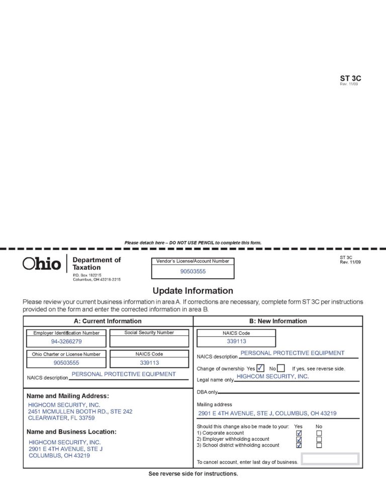 HighCom Armor Tax Exempt Certificate