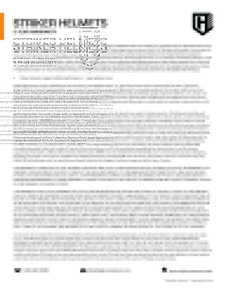 Striker Helmets – 5 Year Warranty