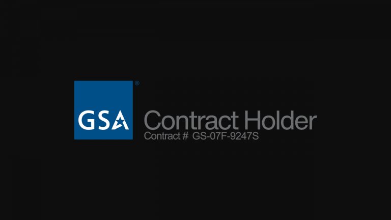 Image of Blue and White GSA Logo with Contract Holder Number GS-07F-9247S on black background