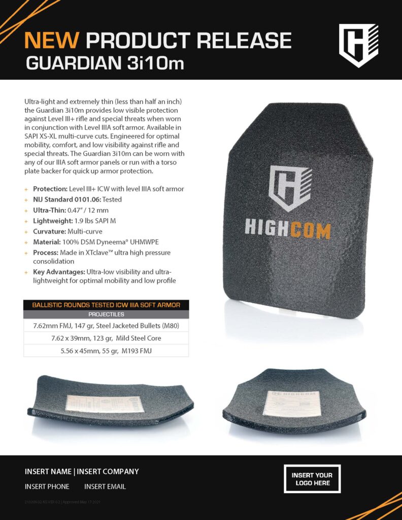 HighCom Armor Guardian 3i10m Plate Sales Slick Fillable PDF Partners