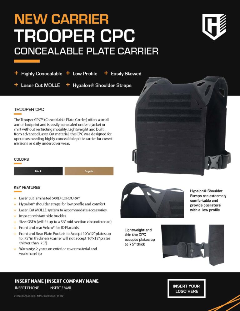 HighCom Armor Trooper CPC Plate Carrier Sales Slick fillable PDF Partners